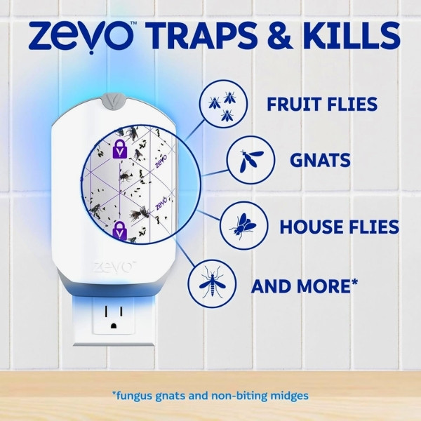 Fruite flies and gnats continue to come in kitchen and home. Great starter zevo flying insect traps refill set.